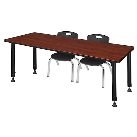 REGENCY Tables > Height Adjustable > Rectangular Table & Chair Sets, 66 X 24 X 23-34, Cherry MT6624CHAPBK45BK